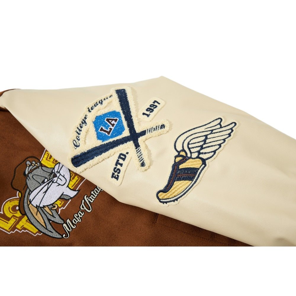 Mafa Vintage Embroidered Varsity Jacket - Thrashink