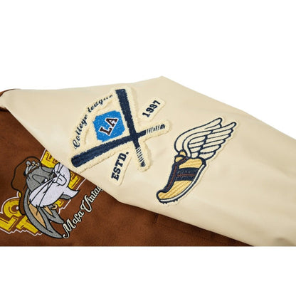 Mafa Vintage Embroidered Varsity Jacket - Thrashink