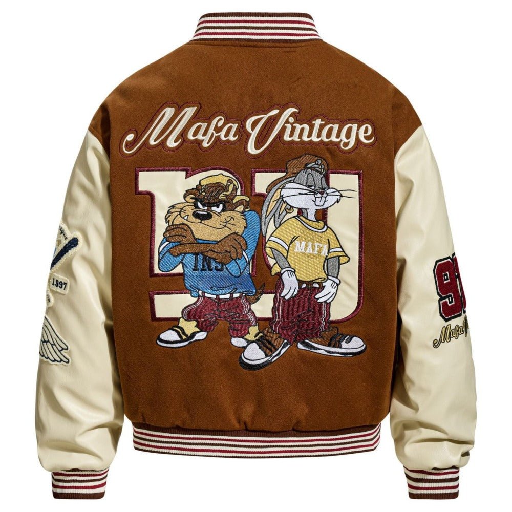 Mafa Vintage Embroidered Varsity Jacket - Thrashink