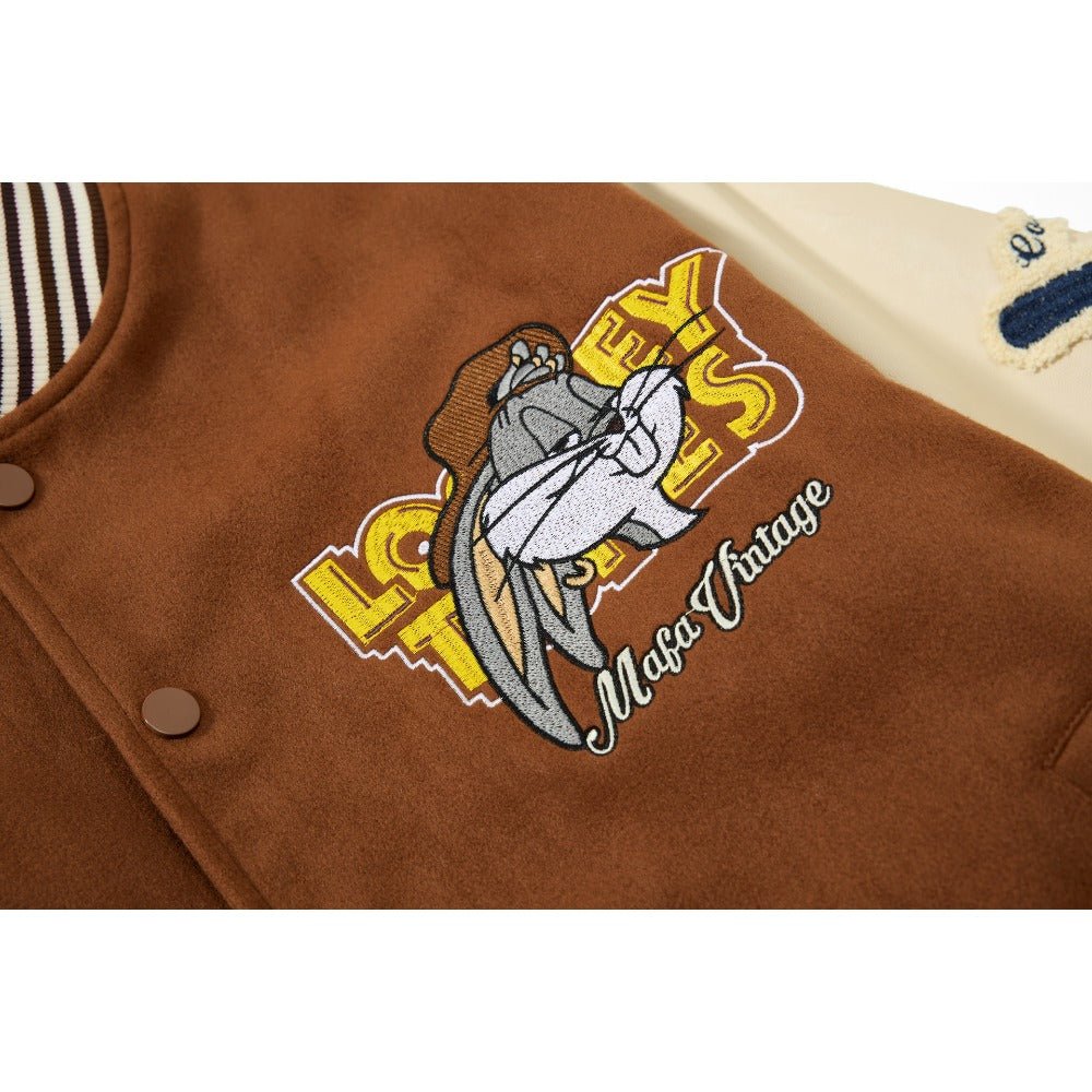 Mafa Vintage Embroidered Varsity Jacket - Thrashink