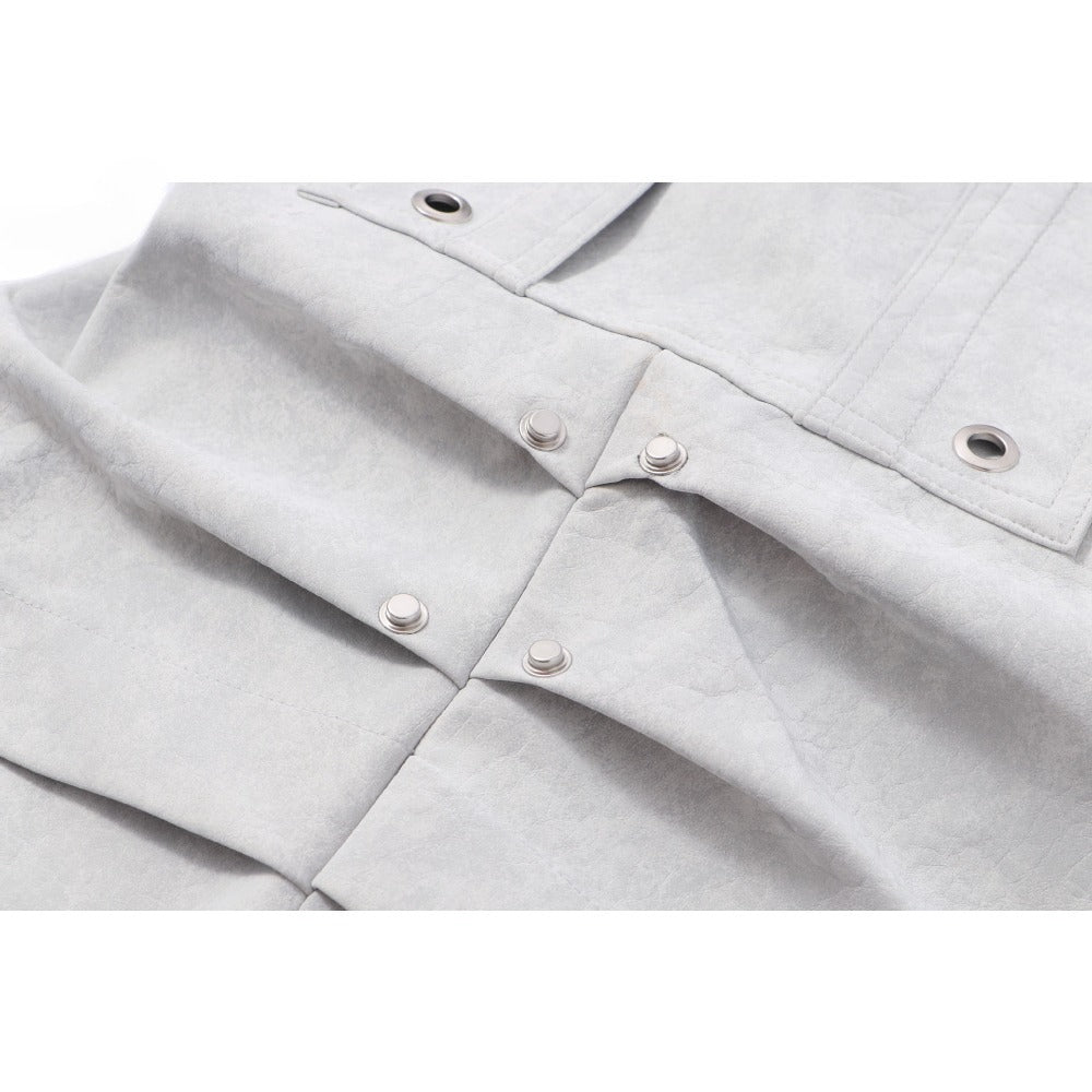 Matte Leather Multi - pocket Studded Trousers - Thrashink