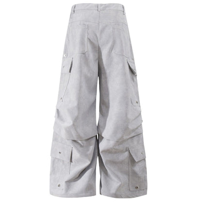 Matte Leather Multi - pocket Studded Trousers - Thrashink