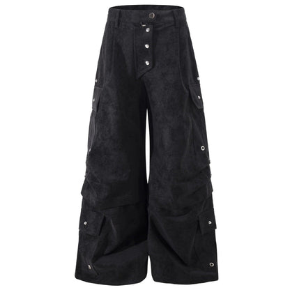 Matte Leather Multi - pocket Studded Trousers - Thrashink