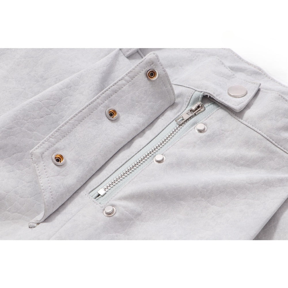 Matte Leather Multi - pocket Studded Trousers - Thrashink