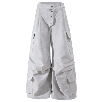 Matte Leather Multi - pocket Studded Trousers - Thrashink