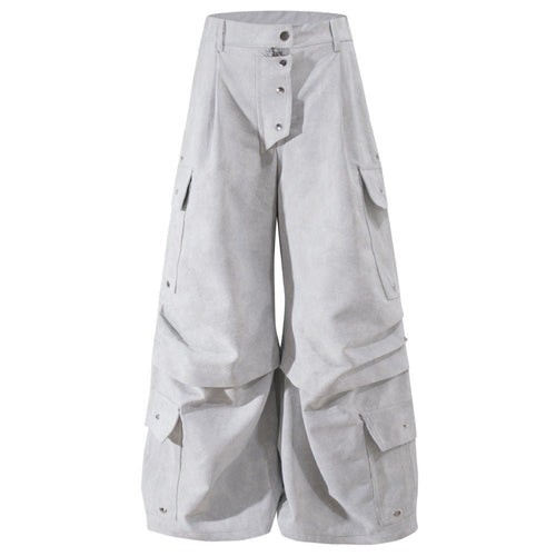 Matte Leather Multi - pocket Studded Trousers - Thrashink