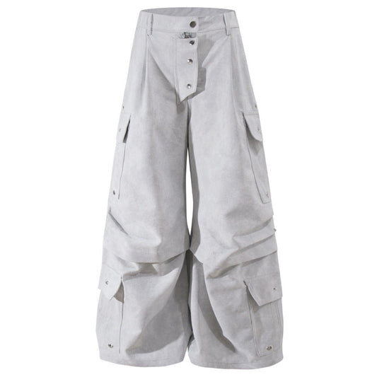 Matte Leather Multi - pocket Studded Trousers - Thrashink