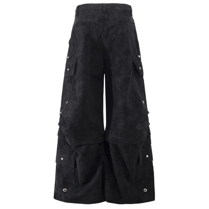 Matte Leather Multi - pocket Studded Trousers - Thrashink