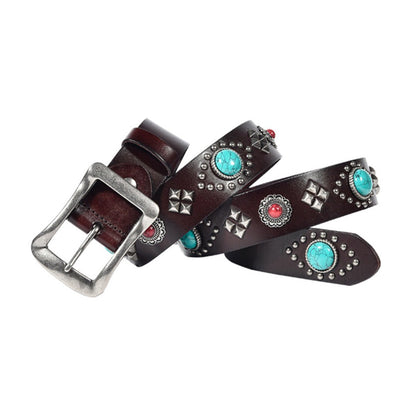 Mayari Turquoise Leather Belt - Thrashink