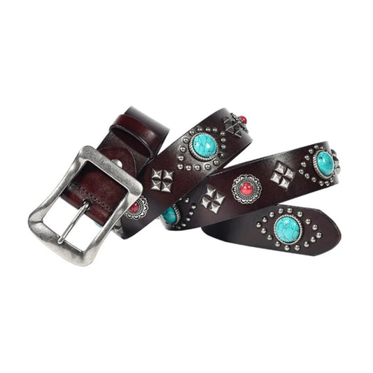 Mayari Turquoise Leather Belt - Thrashink