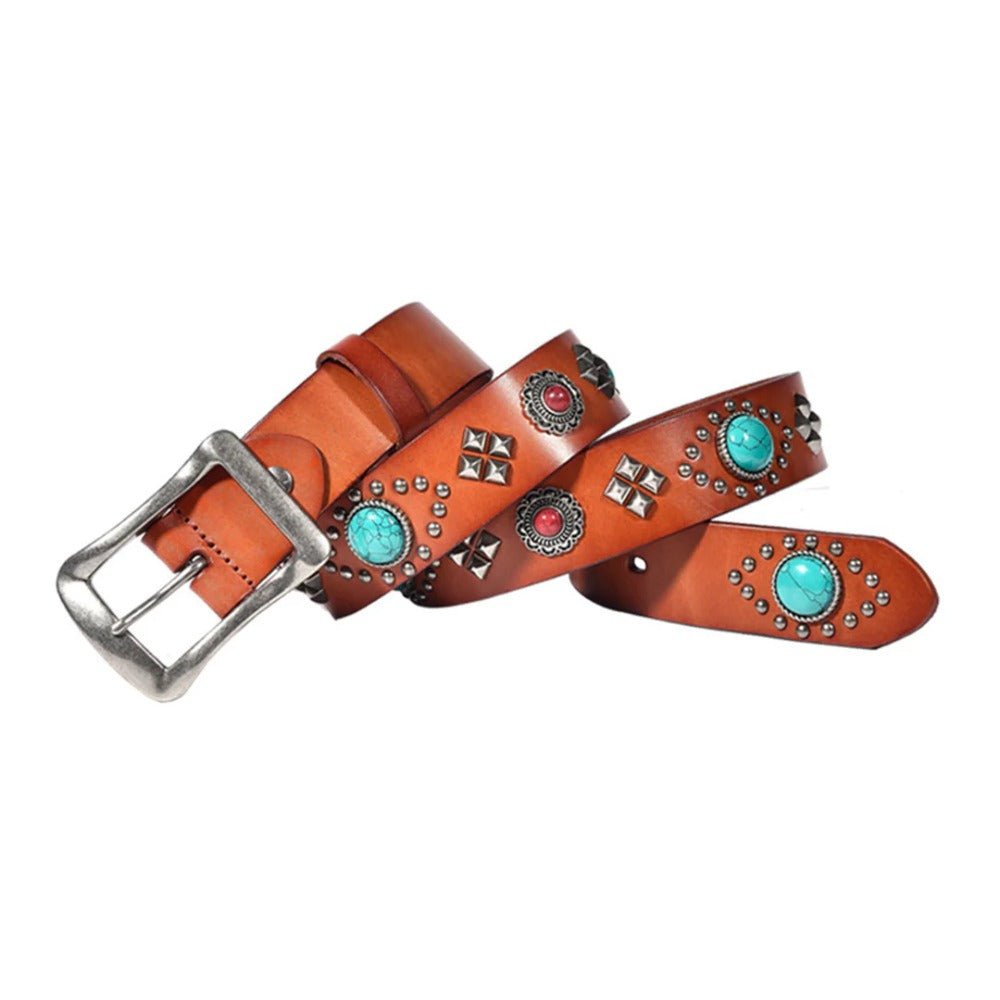 Mayari Turquoise Leather Belt - Thrashink