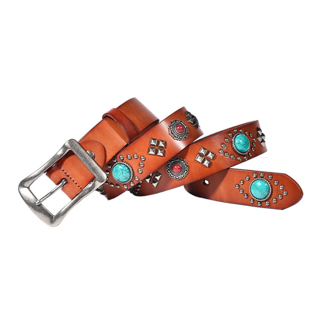 Mayari Turquoise Leather Belt - Thrashink