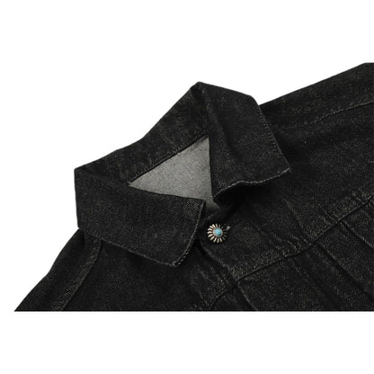 Metal Buckle Workwear Short Denim Jacket - Thrashink