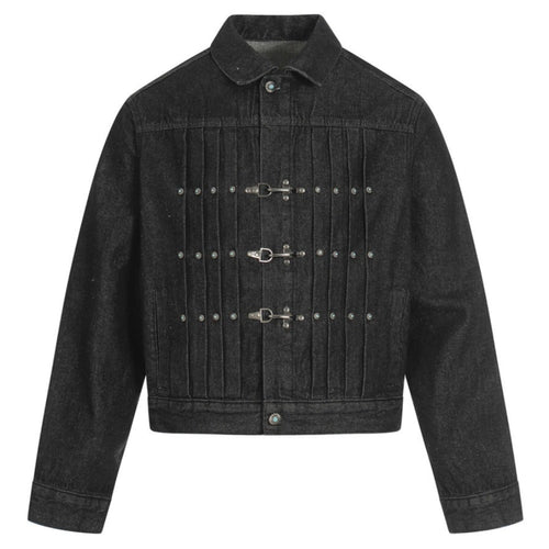 Metal Buckle Workwear Short Denim Jacket - Thrashink
