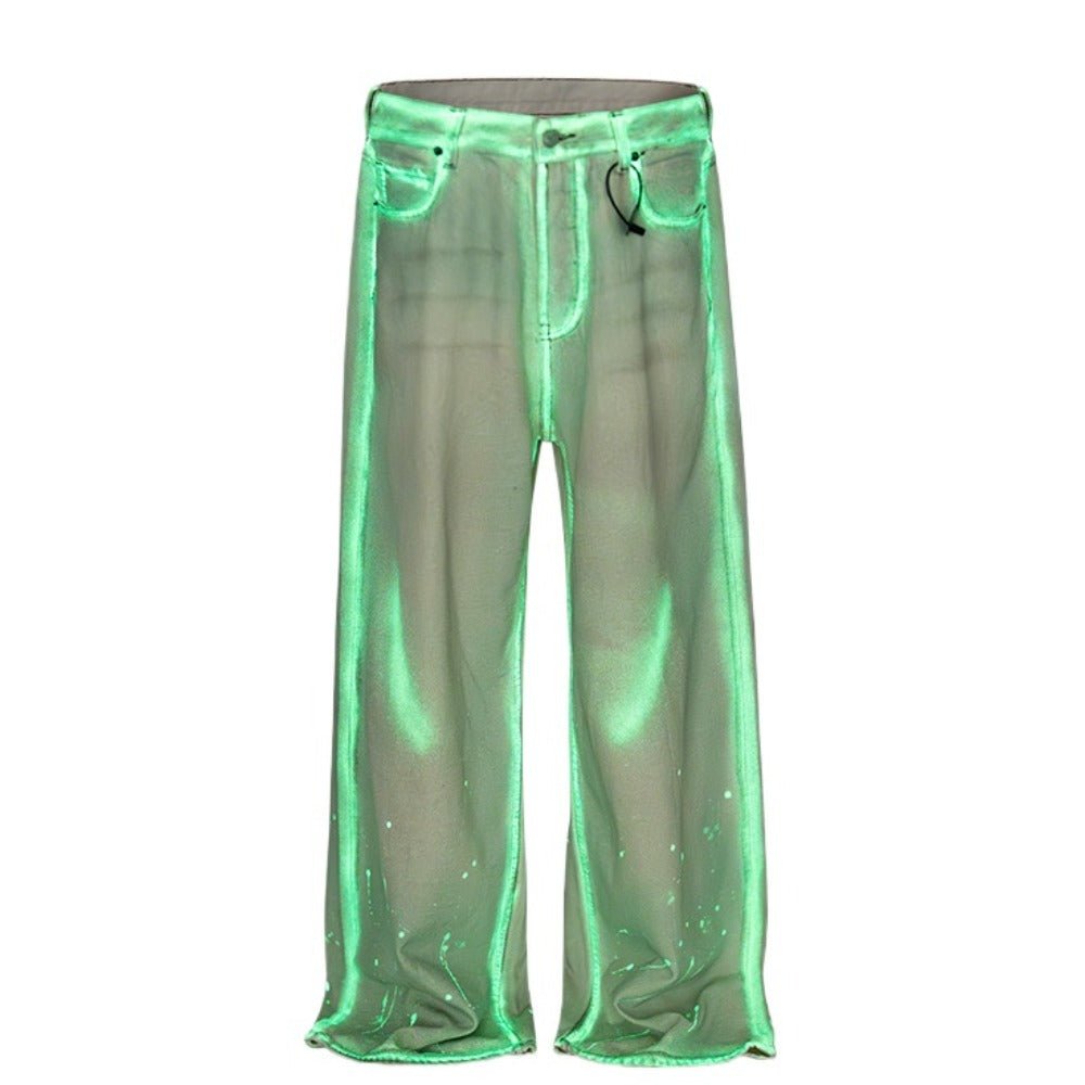 Mint Green Glow - in - the - dark Jeans - Thrashink