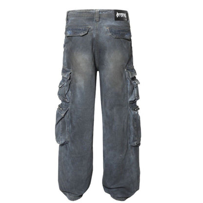 Multi Pocket Denim Cargo - Thrashink