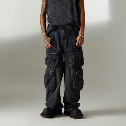 Multi Pocket Denim Cargo - Thrashink