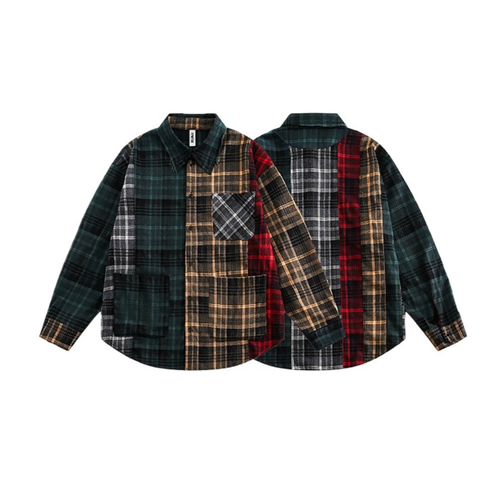 Multicolor Patchwork Check Shirt - Thrashink