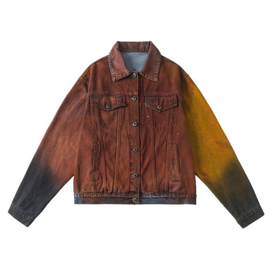 Multicolored Dyed Denim Jacket - Thrashink