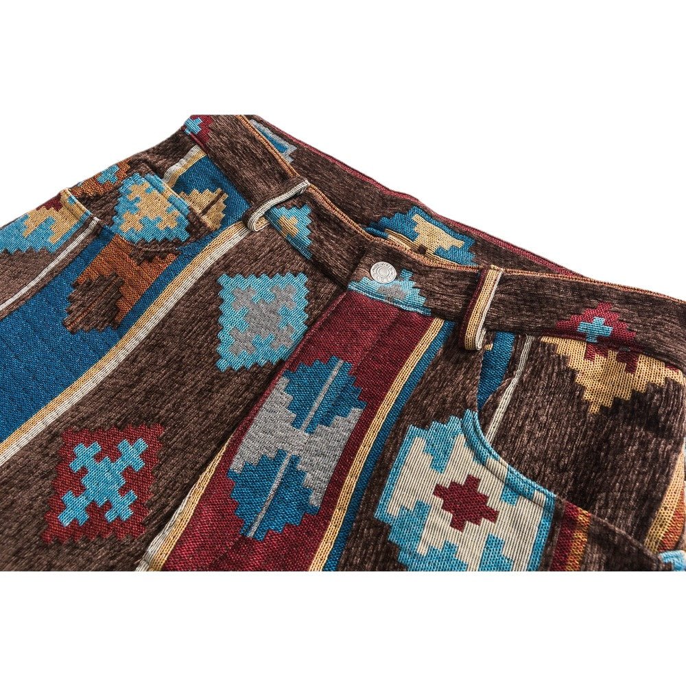 Navajo Patchwork Chenille Pants - Thrashink