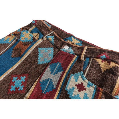 Navajo Patchwork Chenille Pants - Thrashink