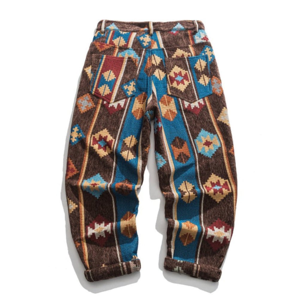 Navajo Patchwork Chenille Pants - Thrashink