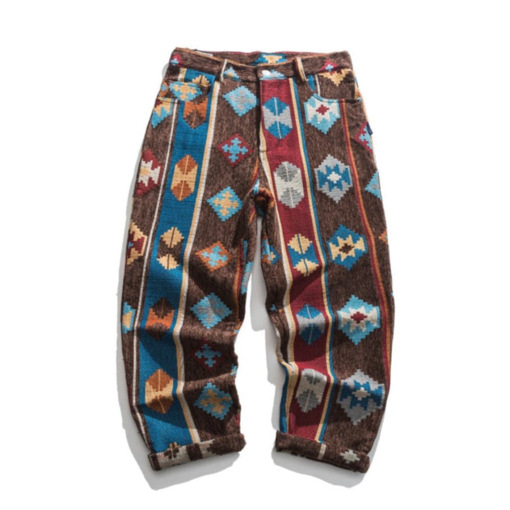 Navajo Patchwork Chenille Pants - Thrashink