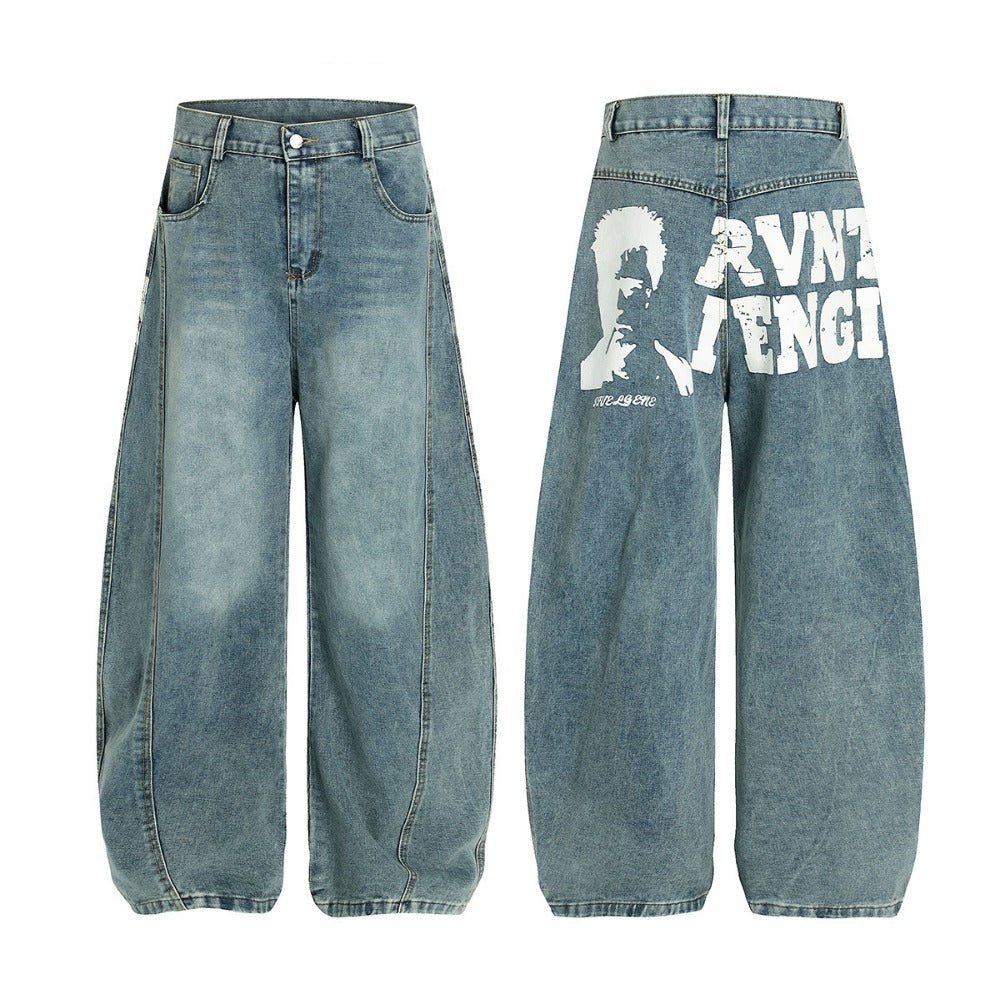 Nostalgic Graphic Print Jeans - Thrashink