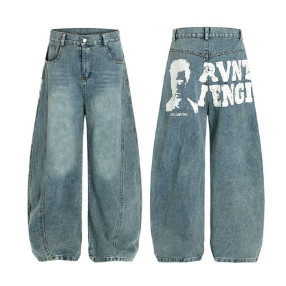 Nostalgic Graphic Print Jeans - Thrashink