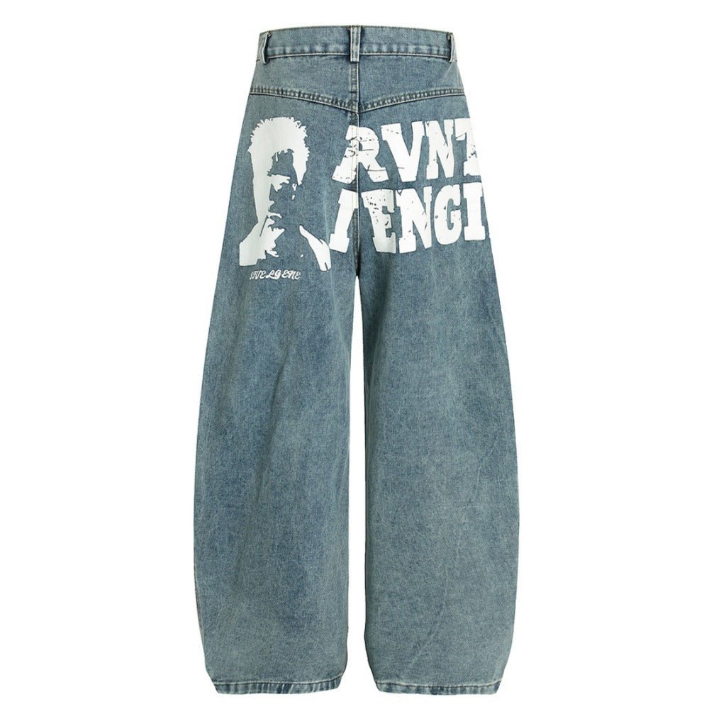 Nostalgic Graphic Print Jeans - Thrashink