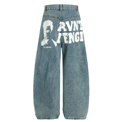 Nostalgic Graphic Print Jeans - Thrashink
