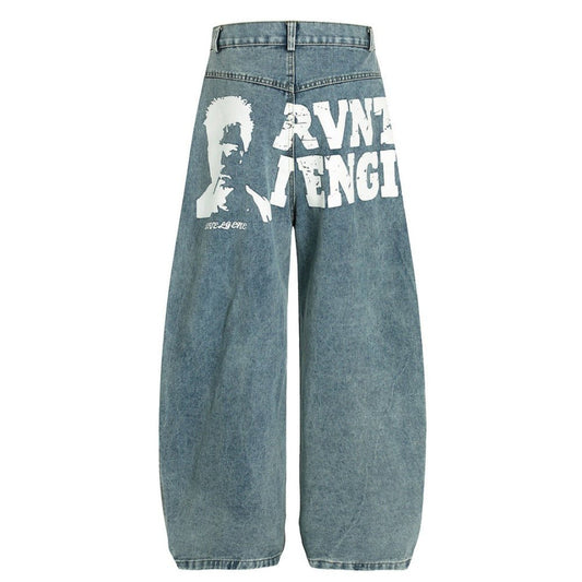 Nostalgic Graphic Print Jeans - Thrashink