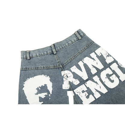 Nostalgic Graphic Print Jeans - Thrashink