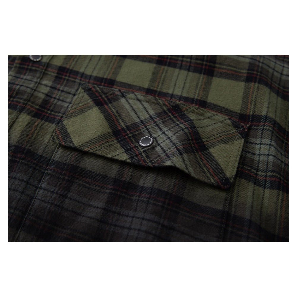 Olive Gradient Plaid Overshirt - Thrashink