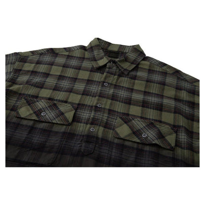 Olive Gradient Plaid Overshirt - Thrashink