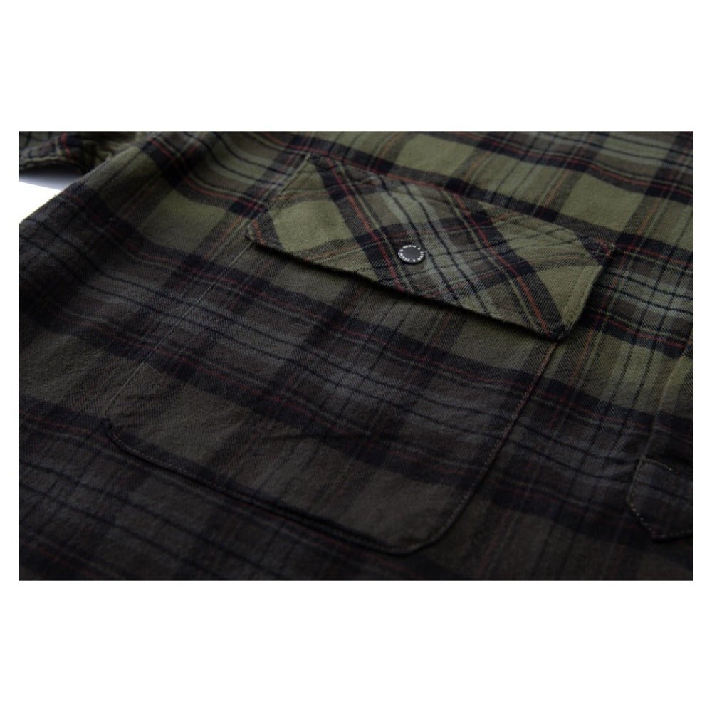 Olive Gradient Plaid Overshirt - Thrashink