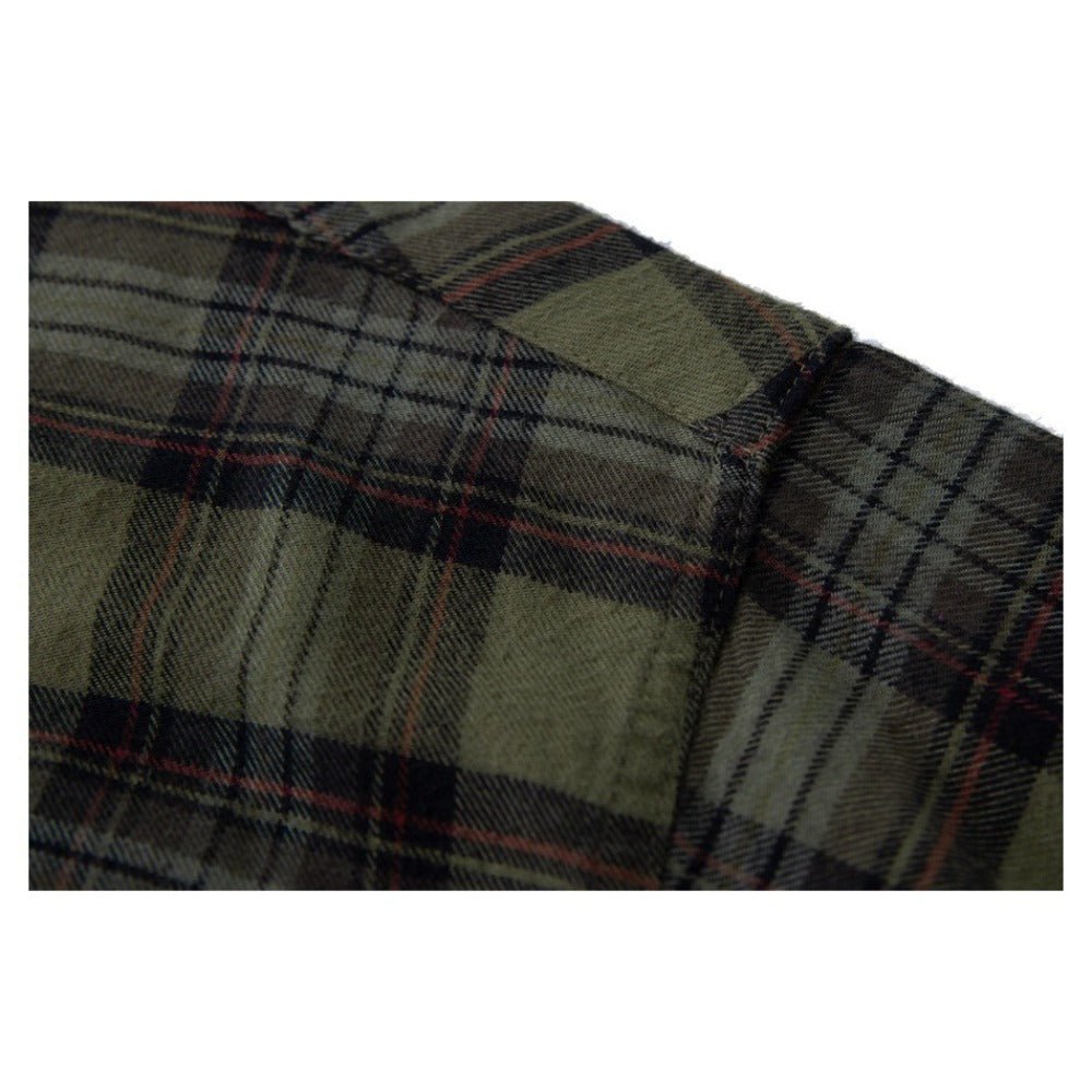 Olive Gradient Plaid Overshirt - Thrashink