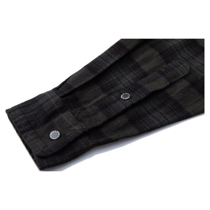 Olive Gradient Plaid Overshirt - Thrashink