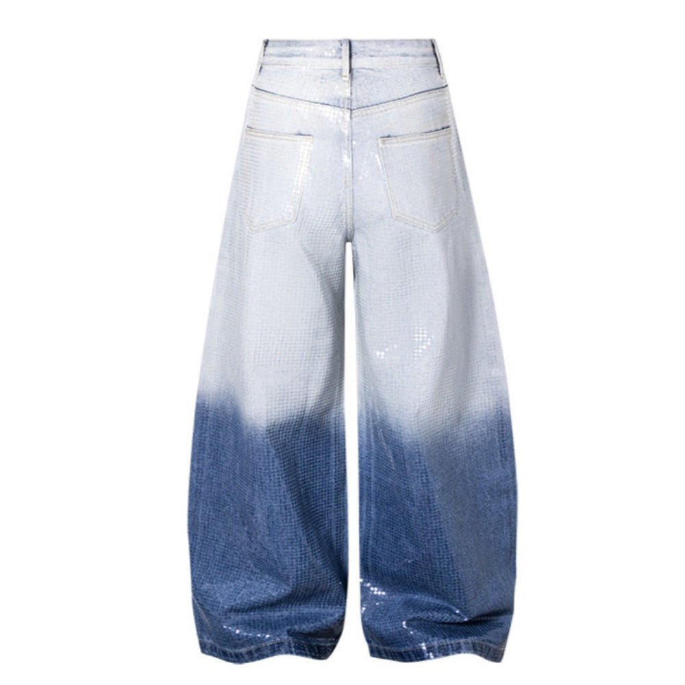 Ombre Sequined Wide - Leg Jeans - Thrashink