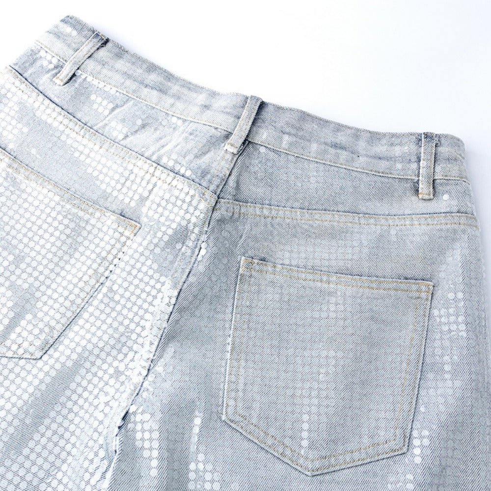 Ombre Sequined Wide - Leg Jeans - Thrashink
