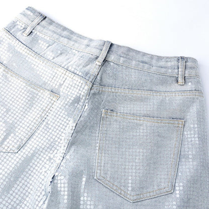Ombre Sequined Wide - Leg Jeans - Thrashink