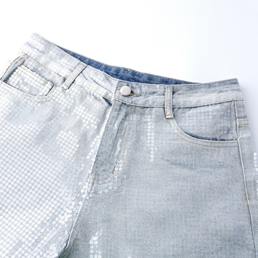 Ombre Sequined Wide - Leg Jeans - Thrashink