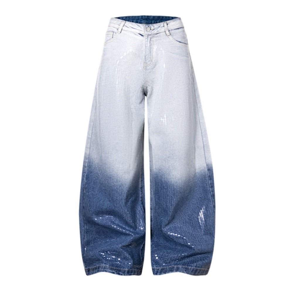 Ombre Sequined Wide - Leg Jeans - Thrashink