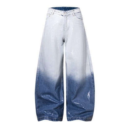 Ombre Sequined Wide - Leg Jeans - Thrashink