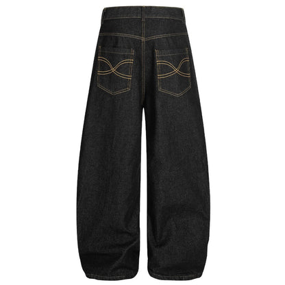 Oversized Embroidered Baggy Jeans - Thrashink