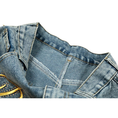 Oversized Embroidered Baggy Jeans - Thrashink