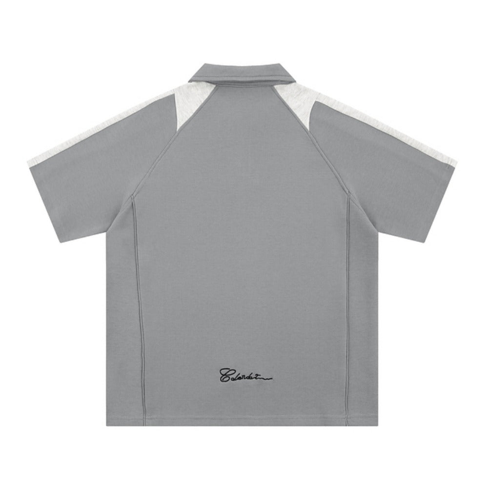 Patchwork Contrast Sport Polo Shirt - Thrashink