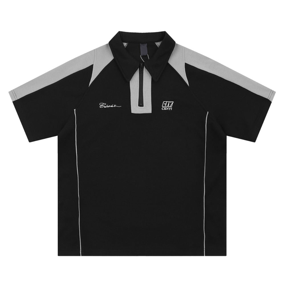 Patchwork Contrast Sport Polo Shirt - Thrashink