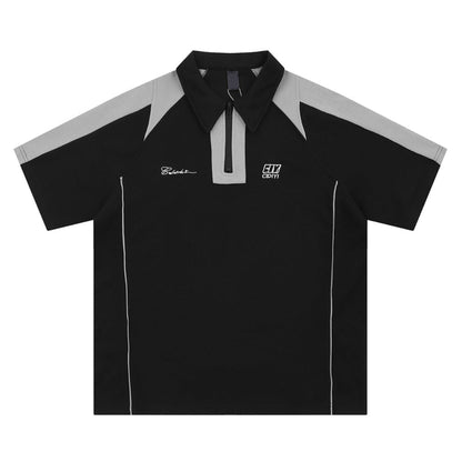 Patchwork Contrast Sport Polo Shirt - Thrashink