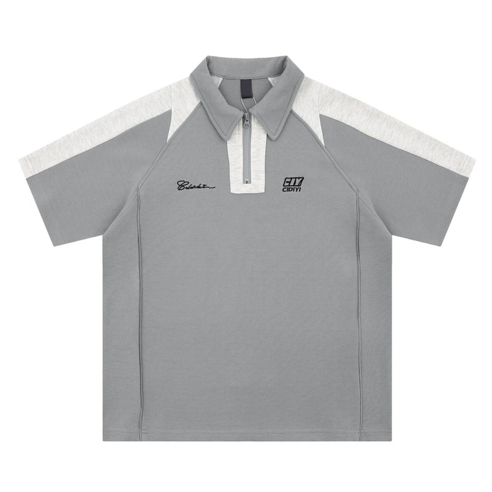 Patchwork Contrast Sport Polo Shirt - Thrashink